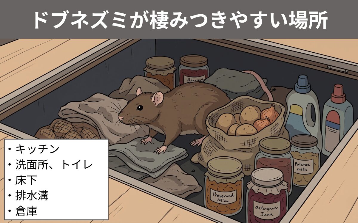 ドブネズミが棲みつきやすい場所