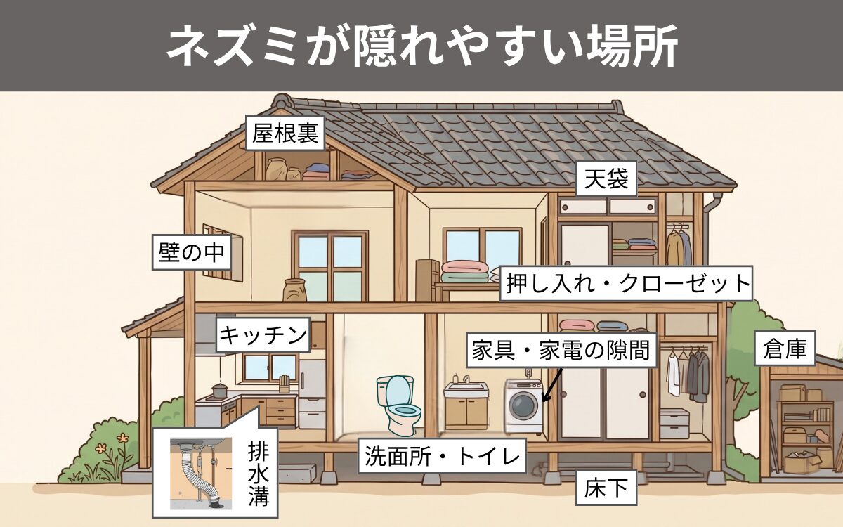 ネズミが隠れやすい場所
