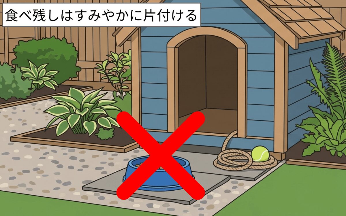 ペットのエサを屋外に放置しない