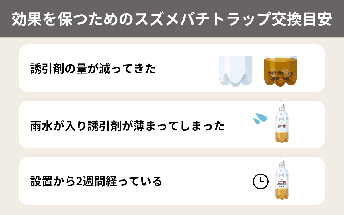 効果を保つためのスズメバチトラップ交換目安