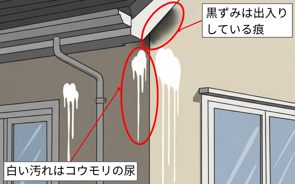 外壁の白い汚れと黒ずみ