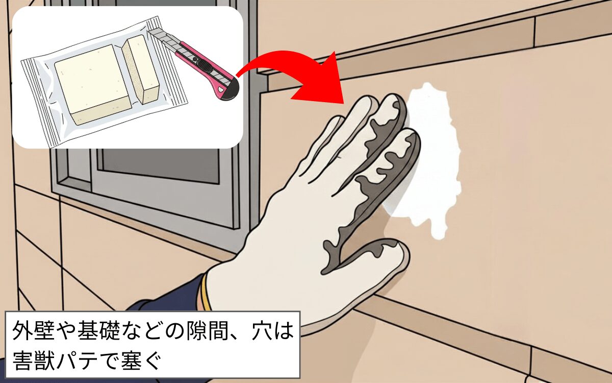 害獣パテで塞ぐ