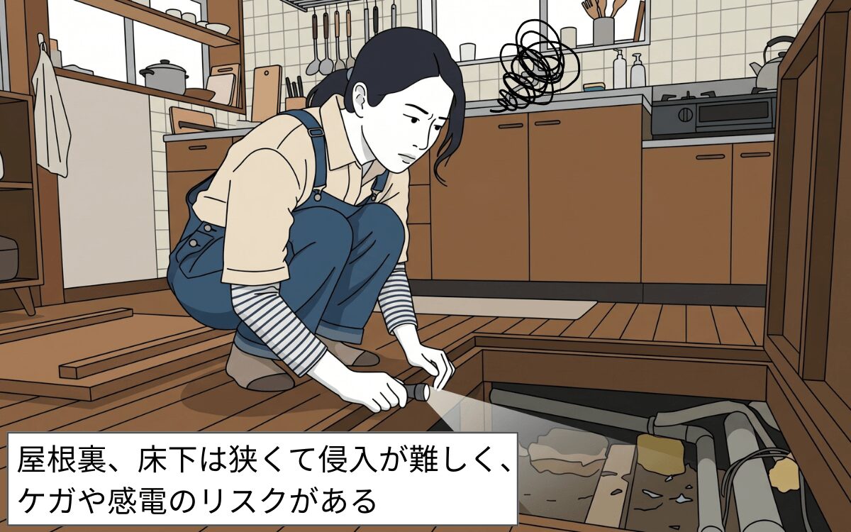 屋根裏・床下の狭所作業