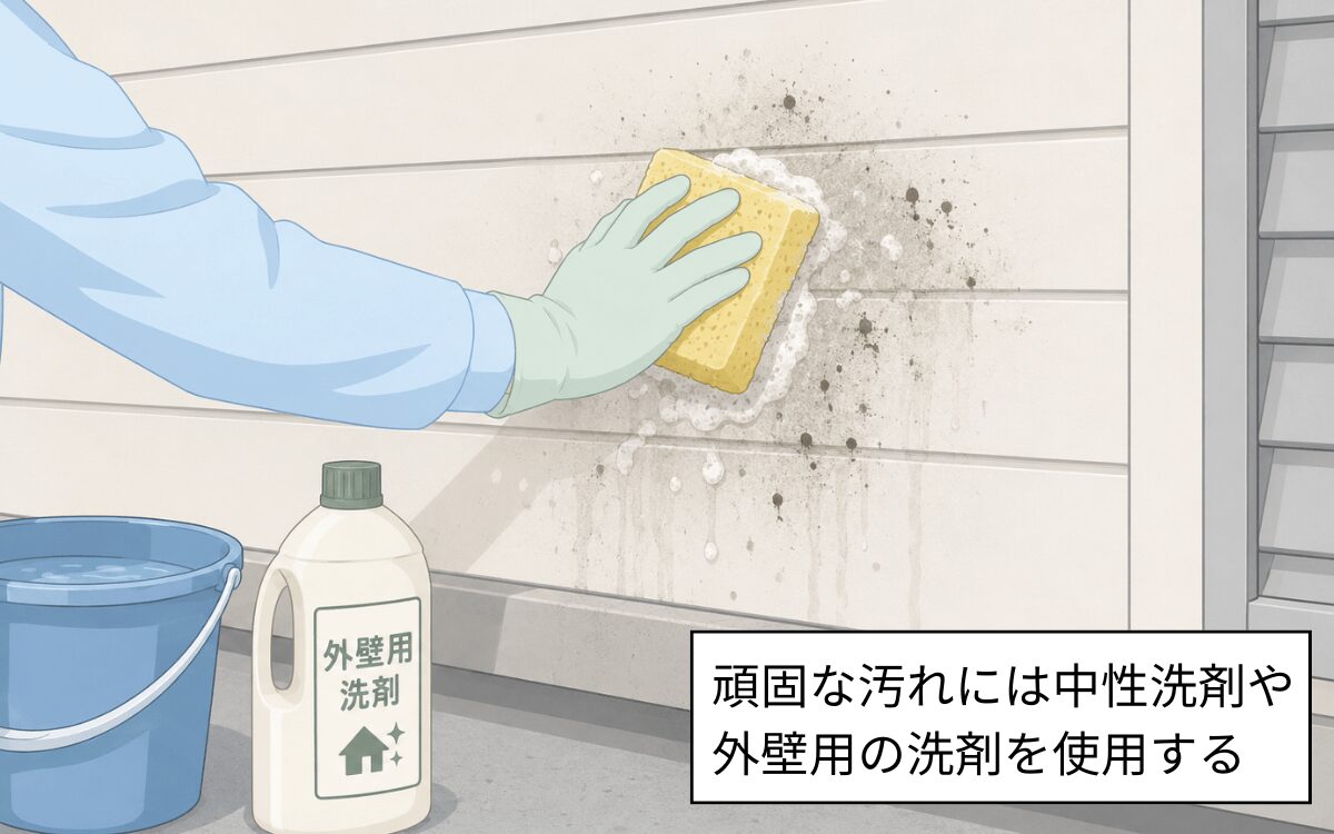 頑固な汚れには洗剤を使う