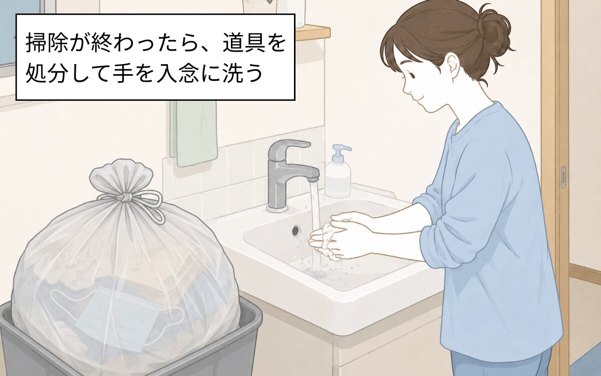 掃除後は入念に手を洗う