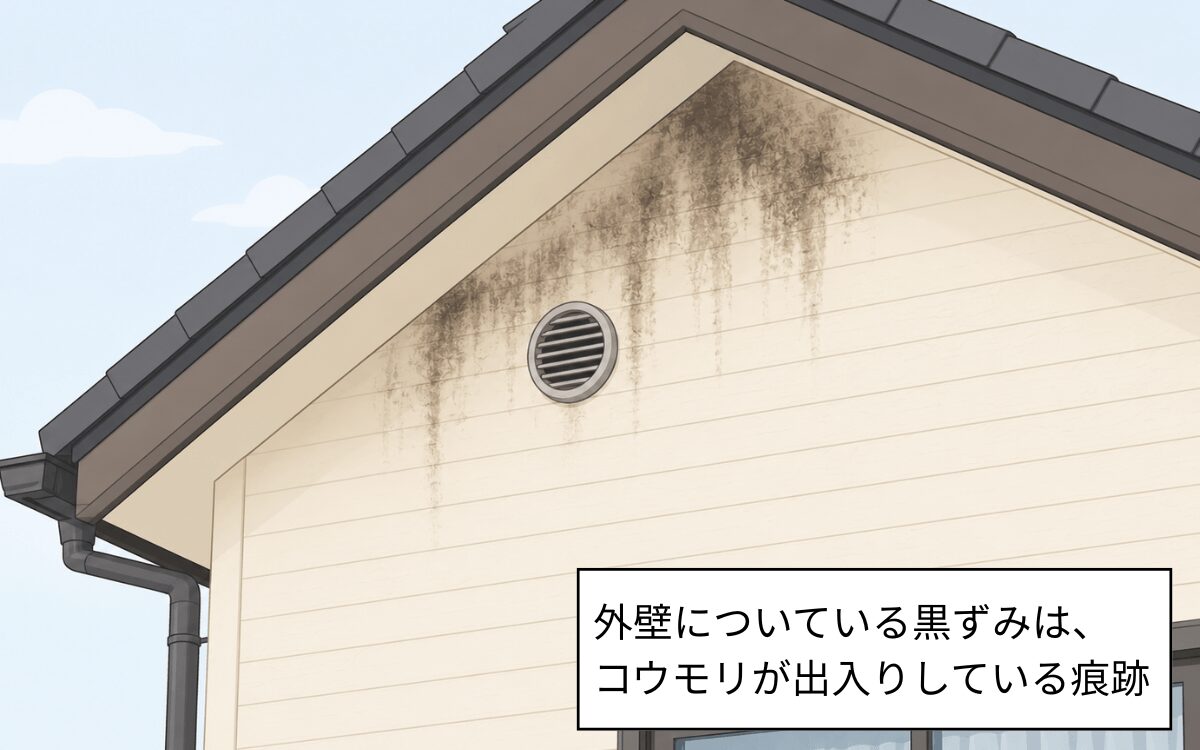 外壁の黒ずみはコウモリのサイン