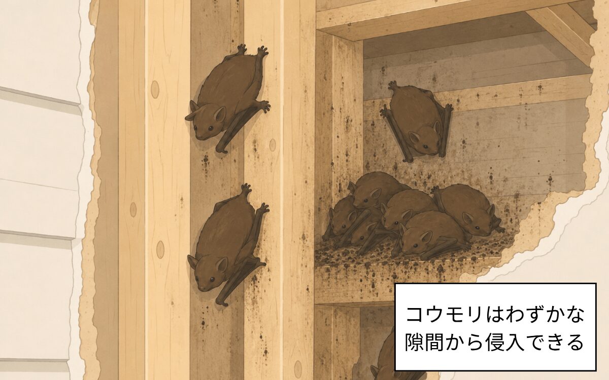 壁内に棲みつくコウモリ