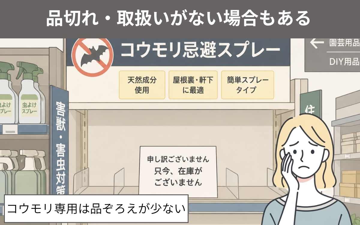ホームセンターで品切れ、取扱いがないことがある