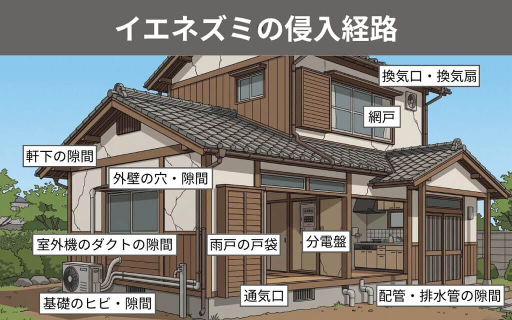 イエネズミの侵入経路