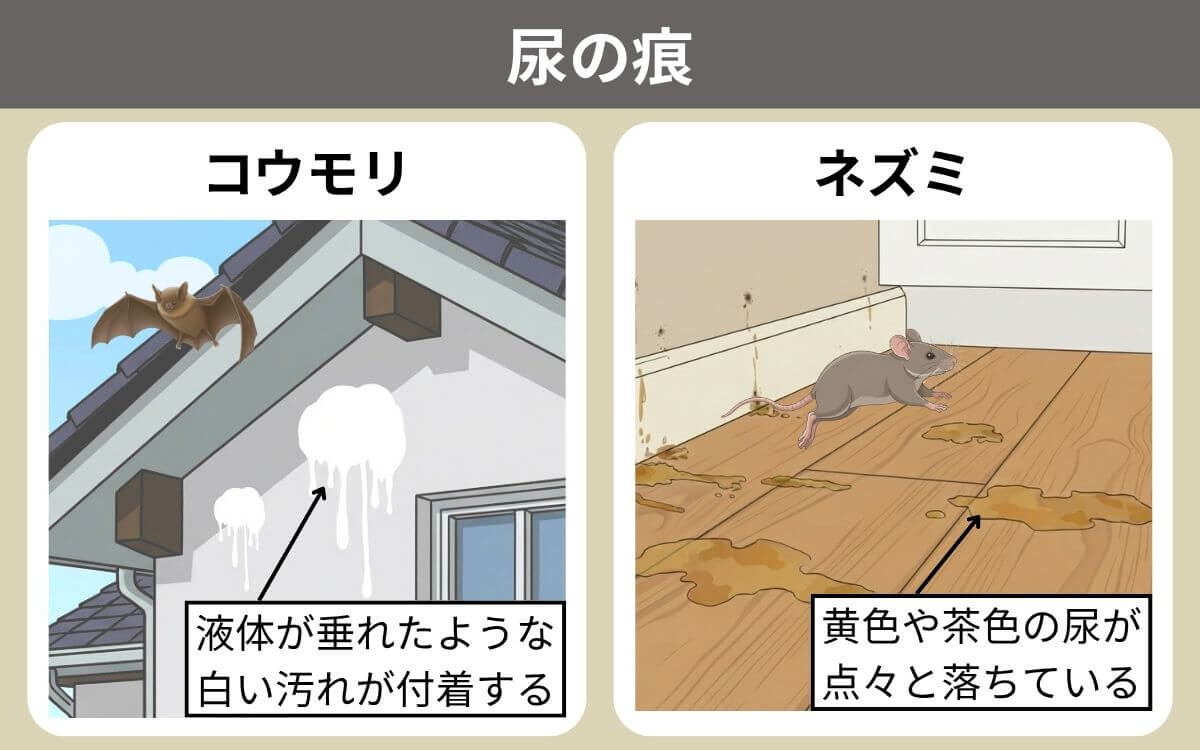 コウモリとネズミの尿の違い