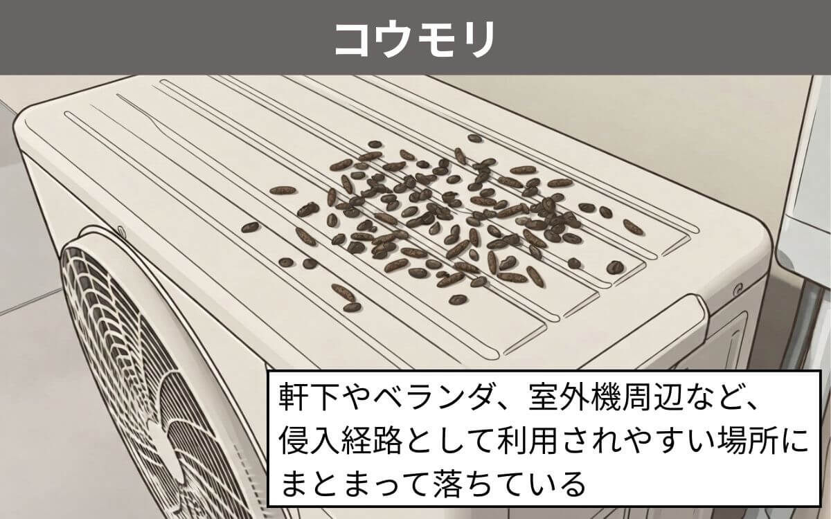 コウモリのフンが落ちている場所