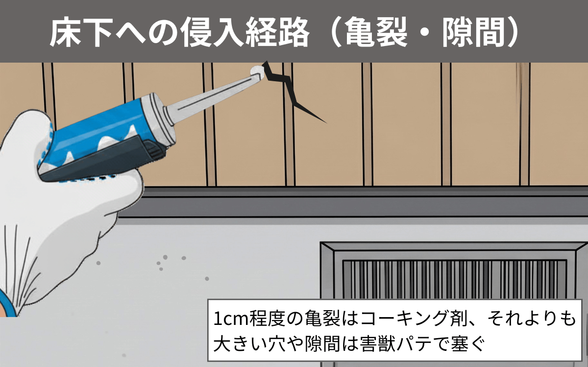 床下への侵入経路（亀裂・隙間）