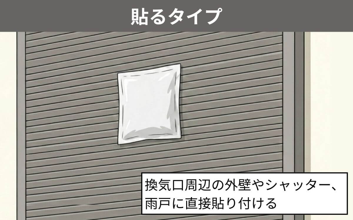 換気口やシャッターには貼るタイプ
