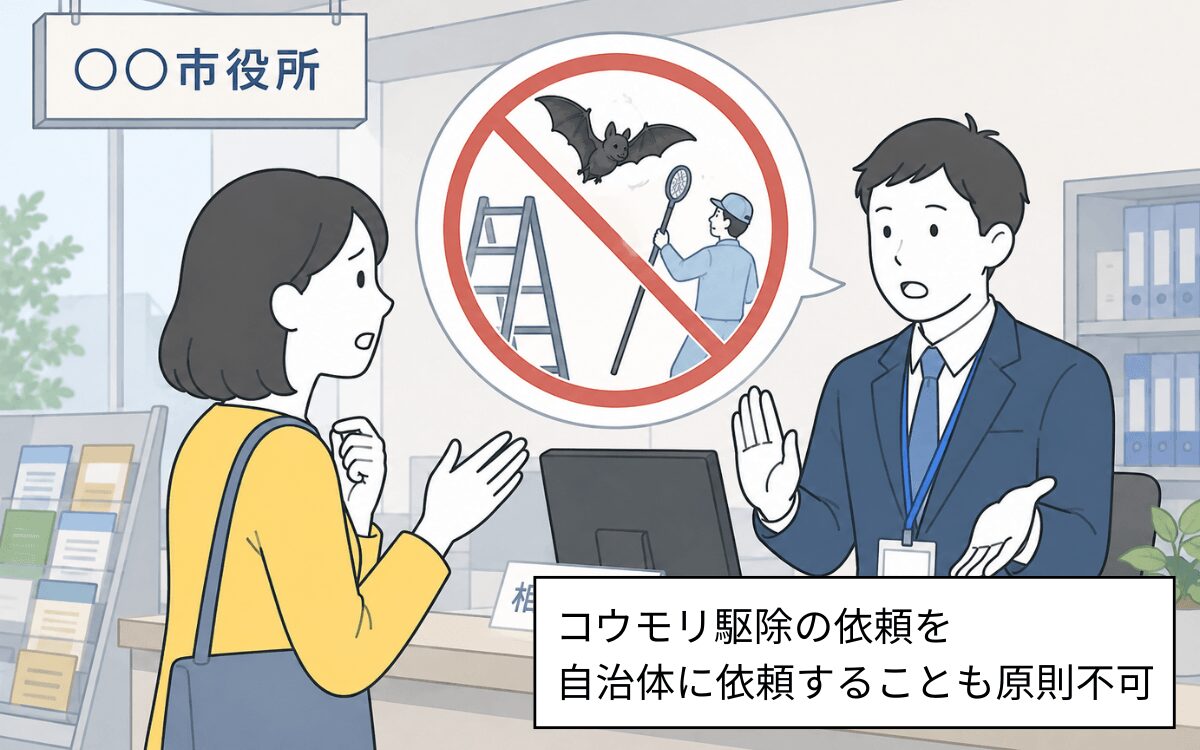 コウモリ駆除を自治体に依頼するのも原則不可