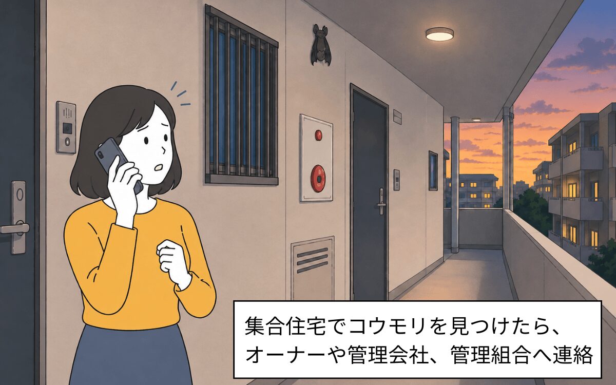 集合住宅でコウモリを見つけたらオーナーや管理会社に連絡