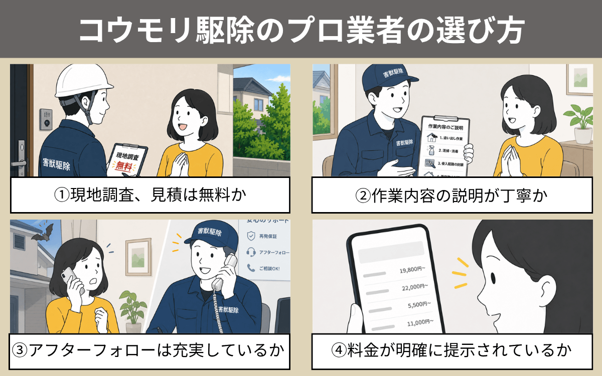 コウモリ駆除のプロを選ぶ際のポイント