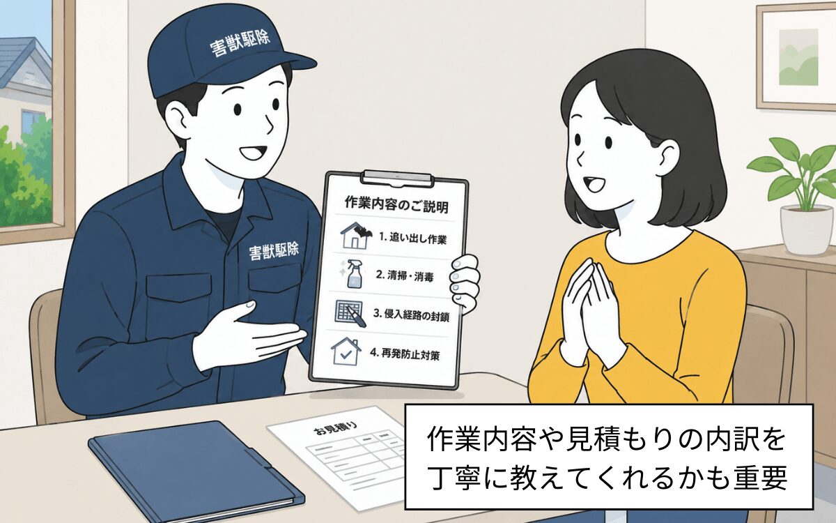 作業内容や見積りの内訳を丁寧に教えてくれる業者か