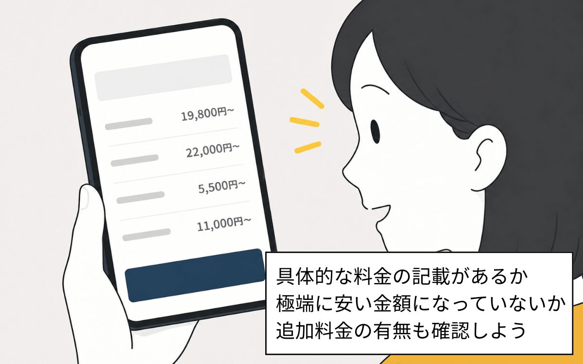 料金が明確化、追加料金の有無を確認