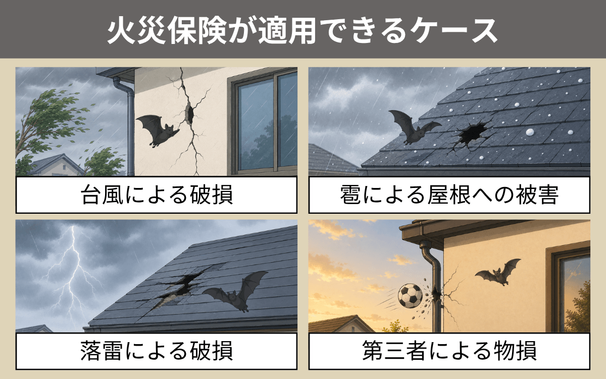 火災保険が適用できるケース
