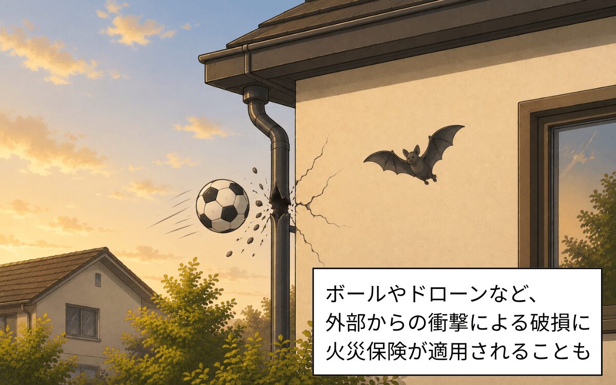 外部からの衝撃で住宅が破損したら火災保険で補償を受けられる