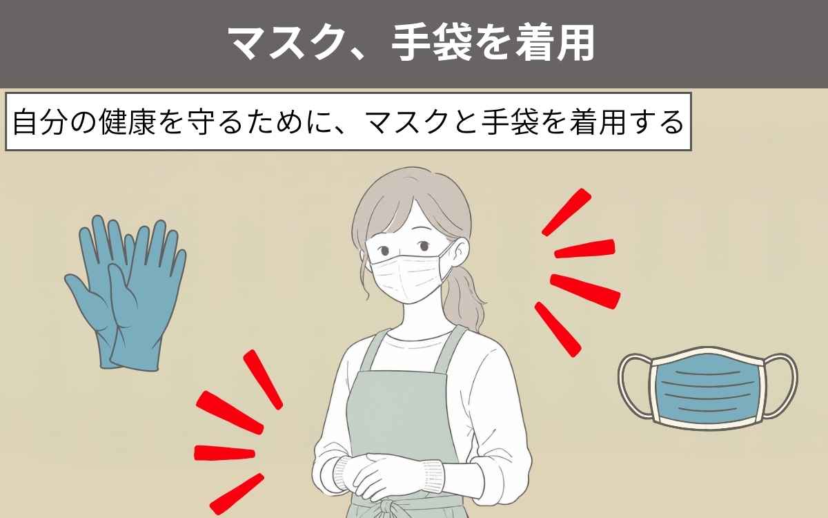 手順①マスク、手袋を着用