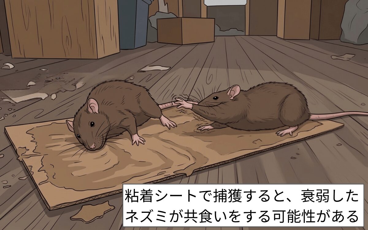 【注意】粘着シートで捕獲すると共食いしやすい