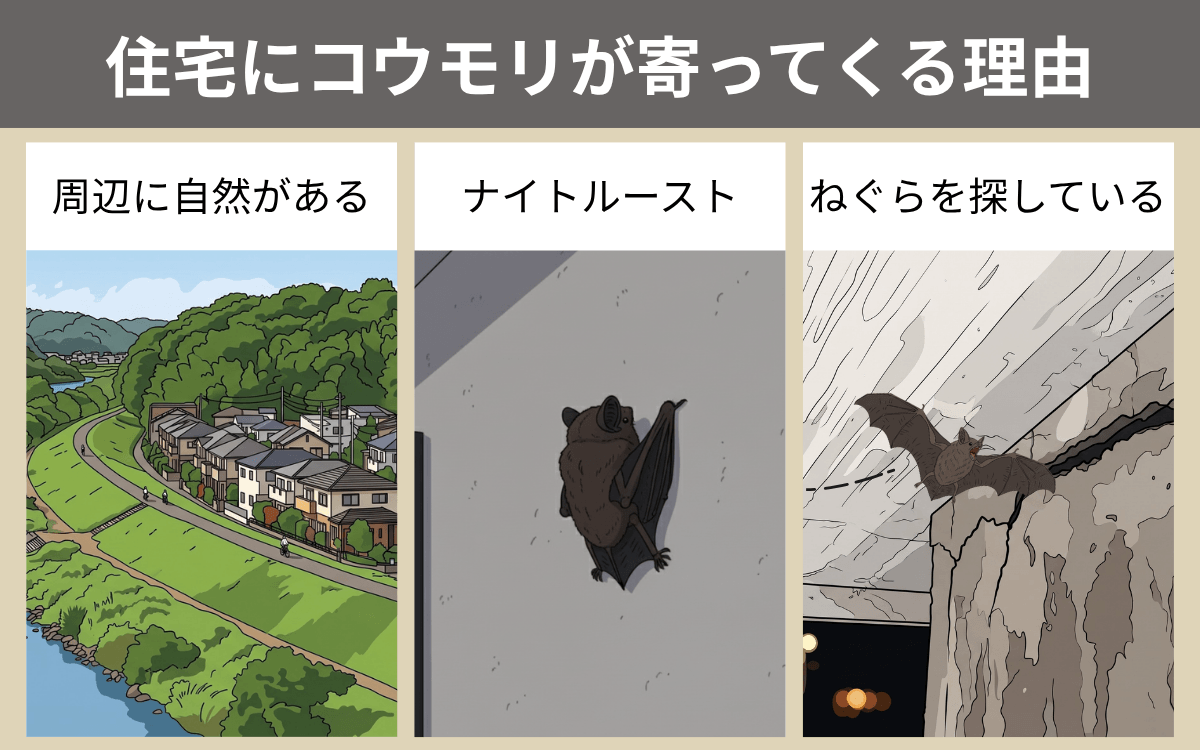 住宅にコウモリが寄ってくる理由