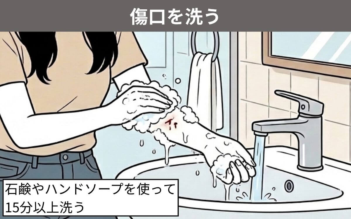 傷口を洗う