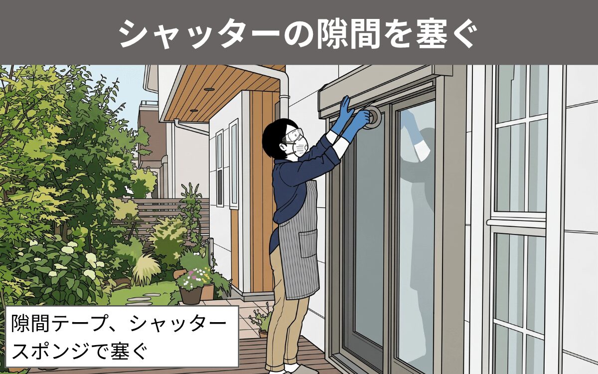 シャッターの隙間を塞ぐ