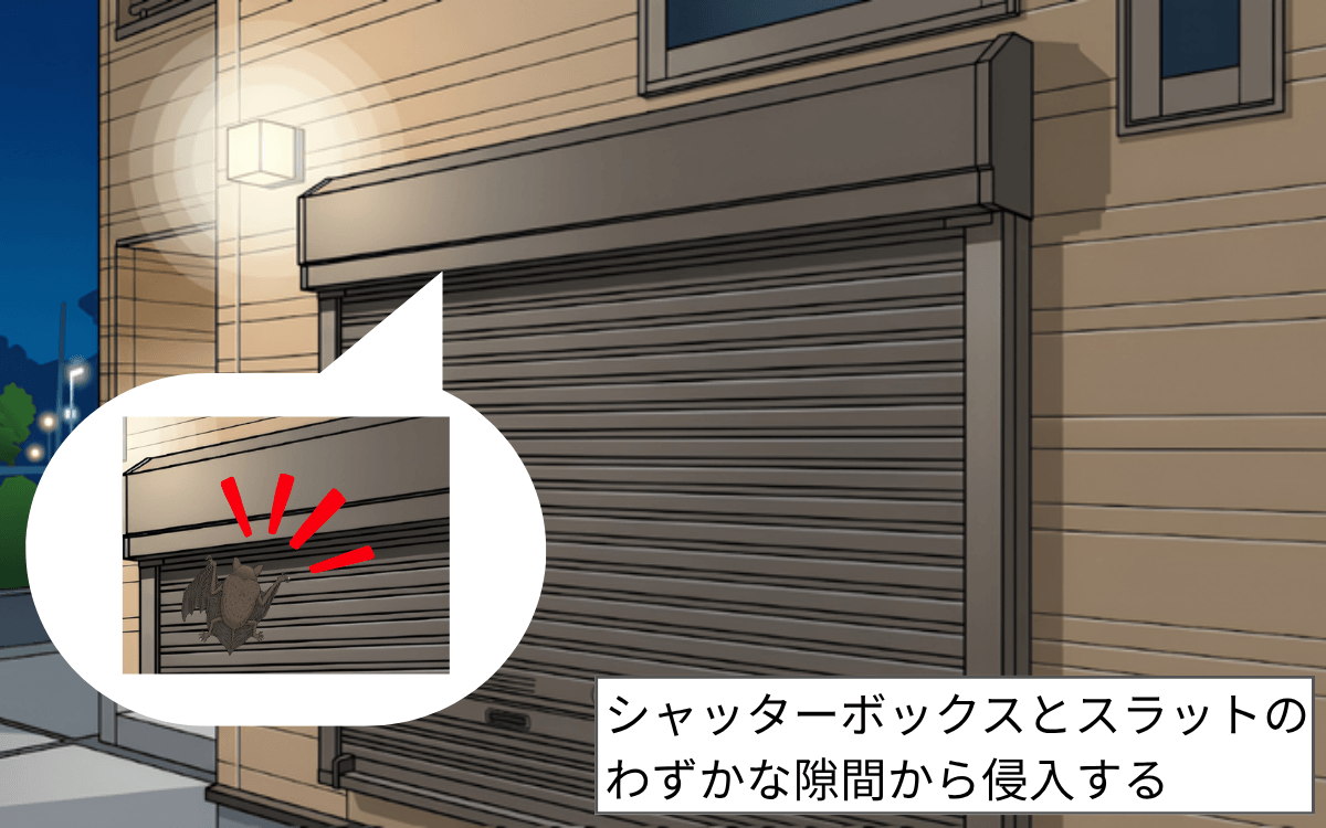 シャッターボックスとの間に隙間がある