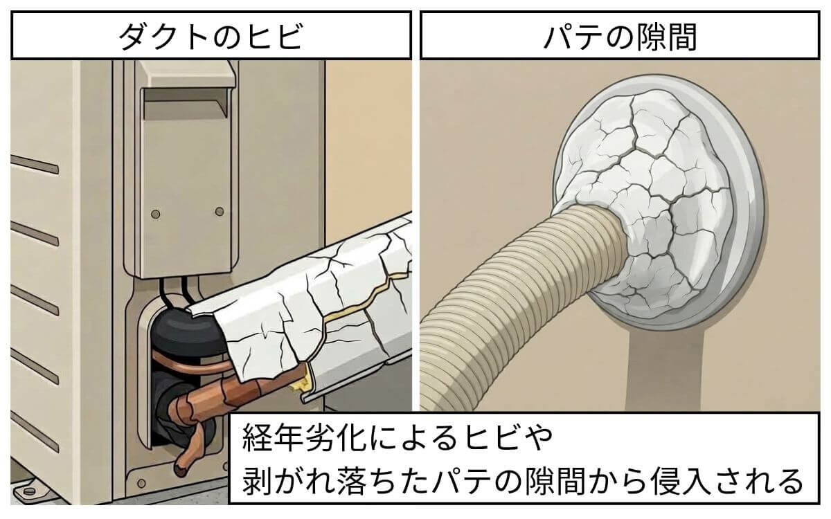 侵入経路 室外機のダクト
