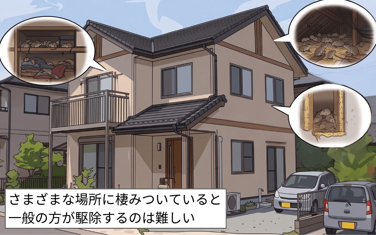 複数箇所にネズミが棲みついている可能性も