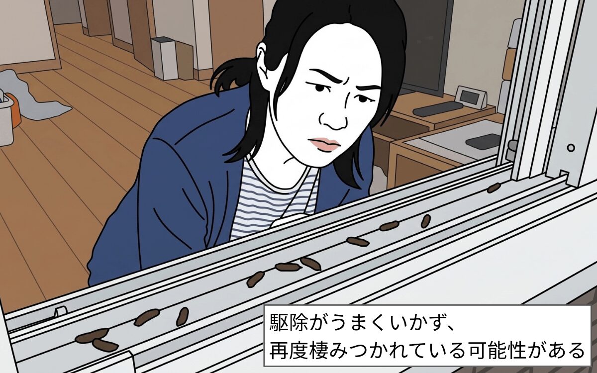 追い出してもフンが落ちている