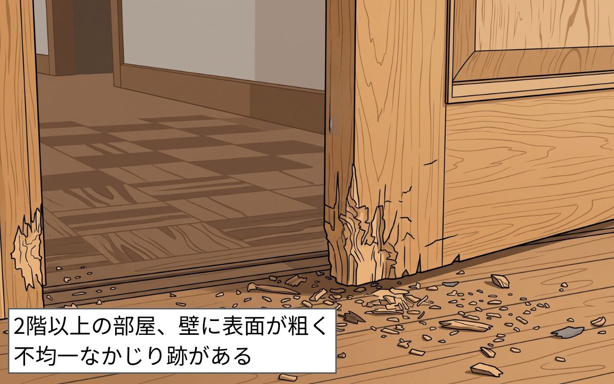 高所にかじり跡がある