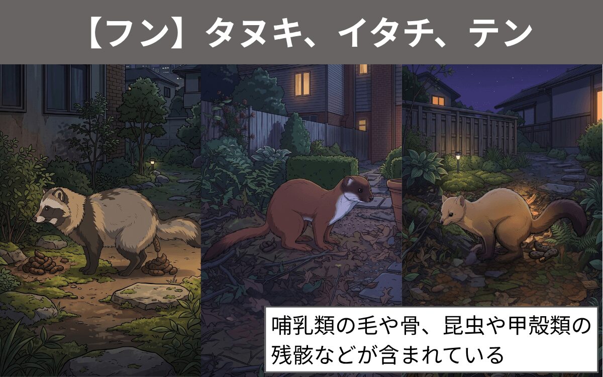 【フン】タヌキ、イタチ、テン