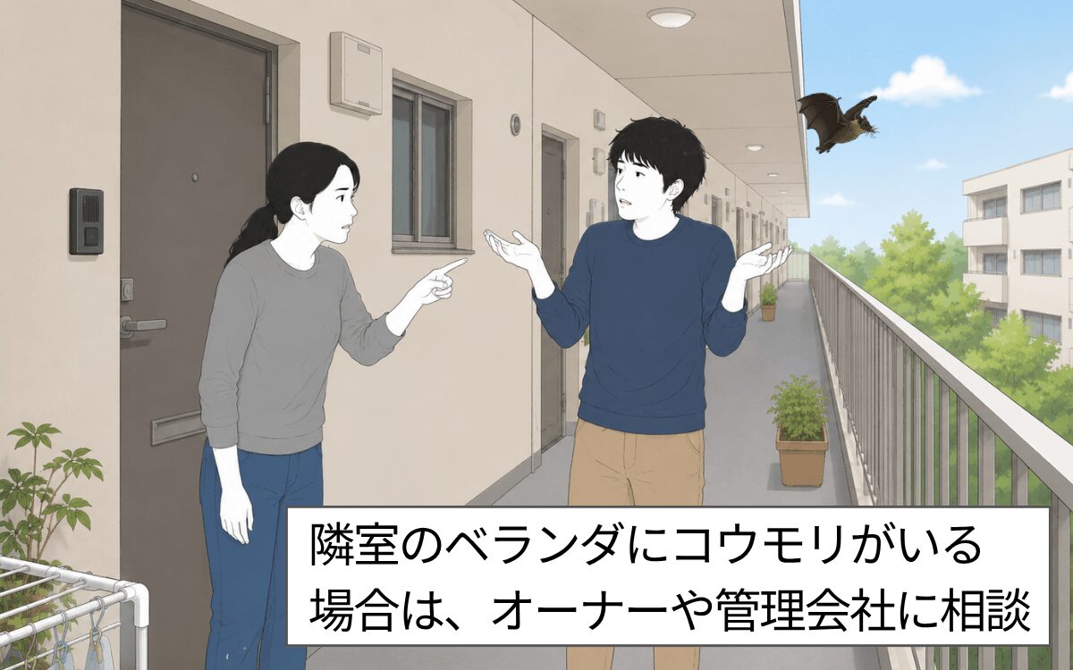 お隣さんのベランダにコウモリがいる場合どうする？ コウモリ アパート