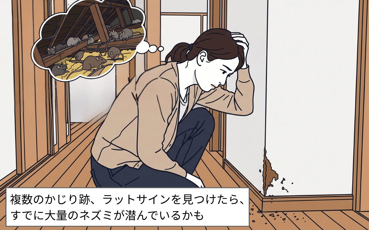 かじり跡があるなら多くのネズミがいるかも