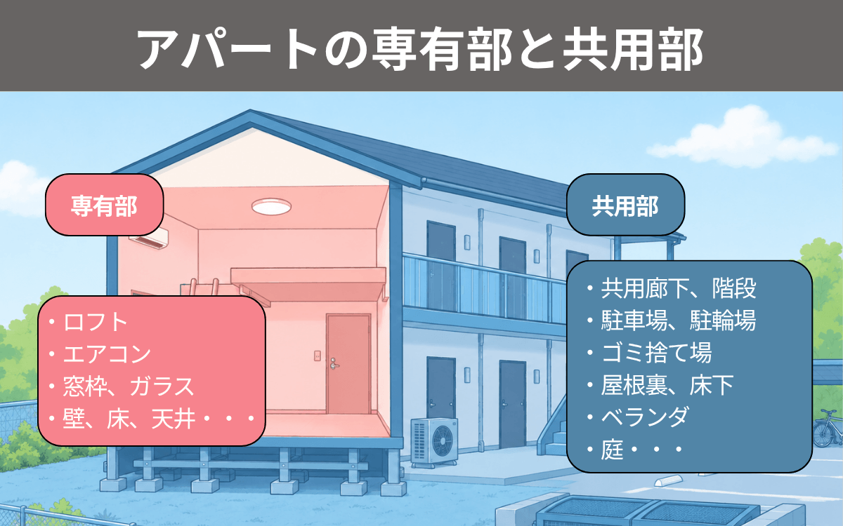 アパートの専有部と共用部とは？