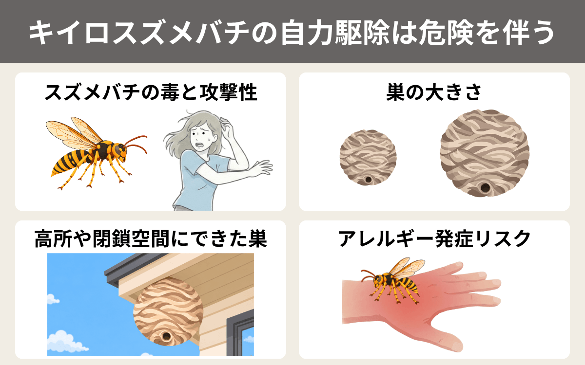 キイロスズメバチの自力駆除は危険を伴う