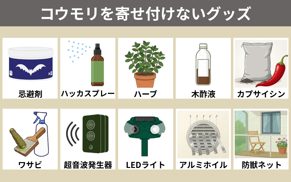コウモリを寄せ付けないグッズ