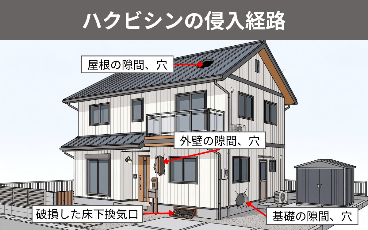 ハクビシンの侵入経路