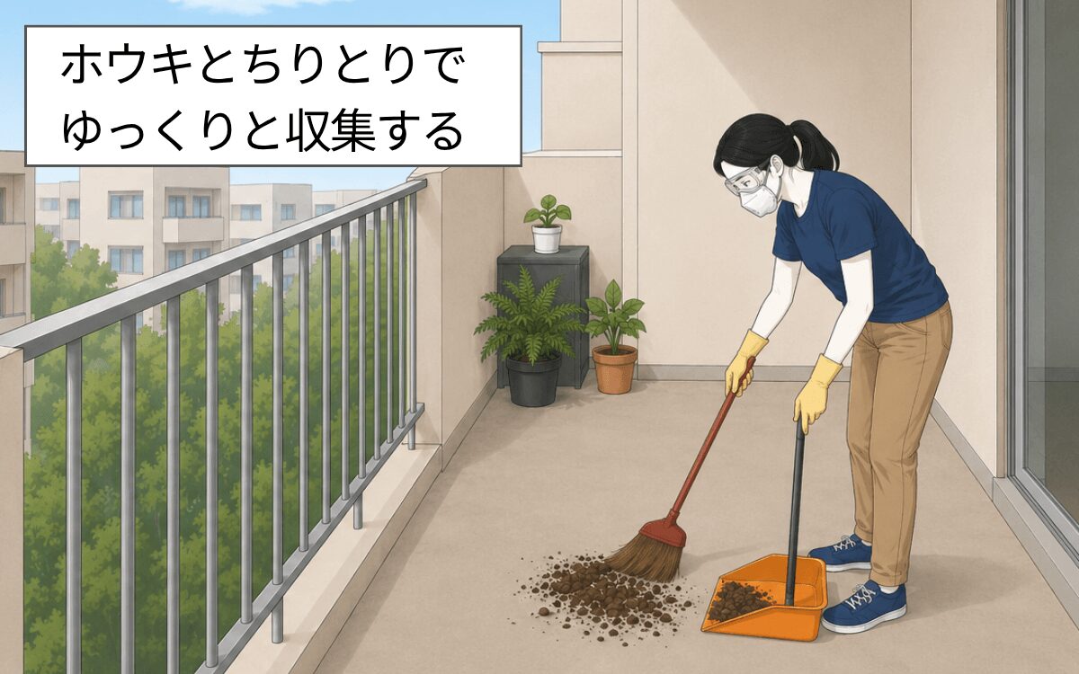 ホウキで集める