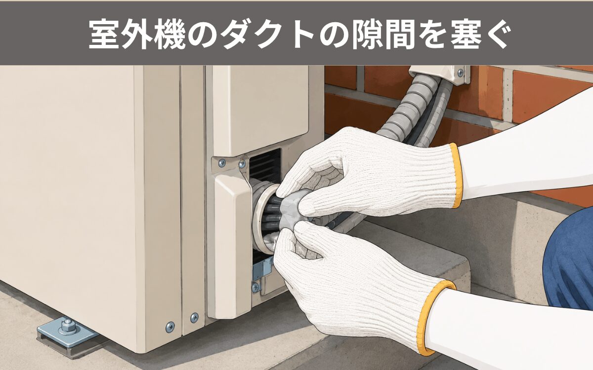 室外機のダクトの隙間を塞ぐ コウモリ アパート