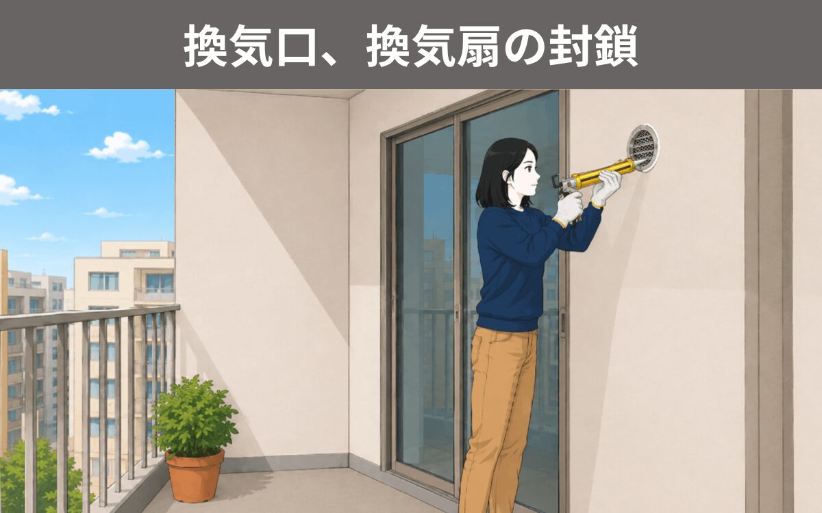 換気口、換気扇の封鎖 コウモリ アパート
