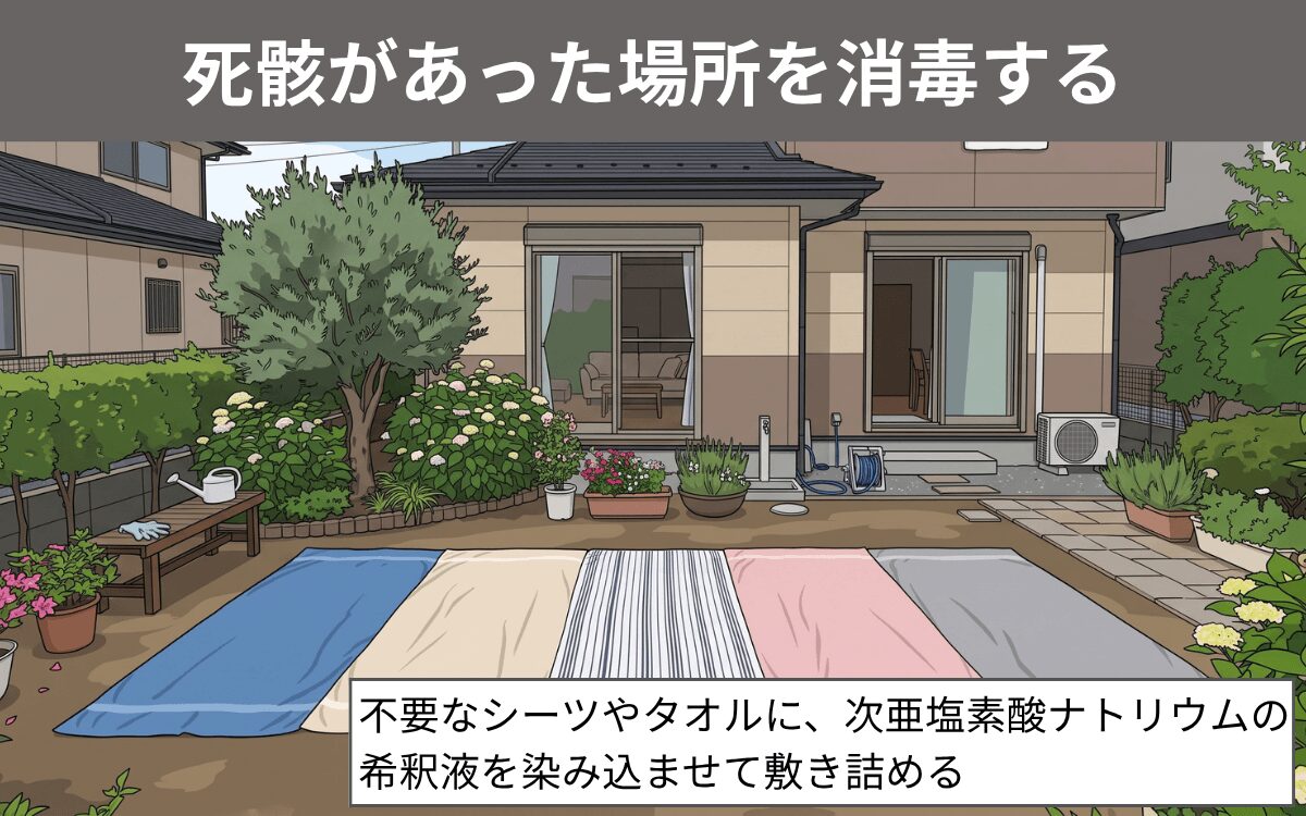 死骸があった場所を消毒する ハクビシン 1