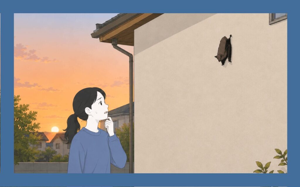外壁にとまるコウモリ